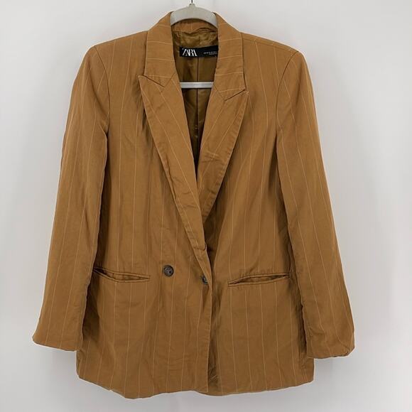 Zara longline oversized double breasted single button pinstriped blazer sz XS - Picture 1 of 7